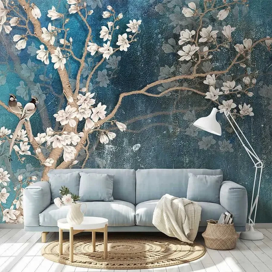 3D Geometric Shapes Wallpaper: Triangle, Stripe, Cube | Uwalls within Mural Designs For Modern Living Rooms