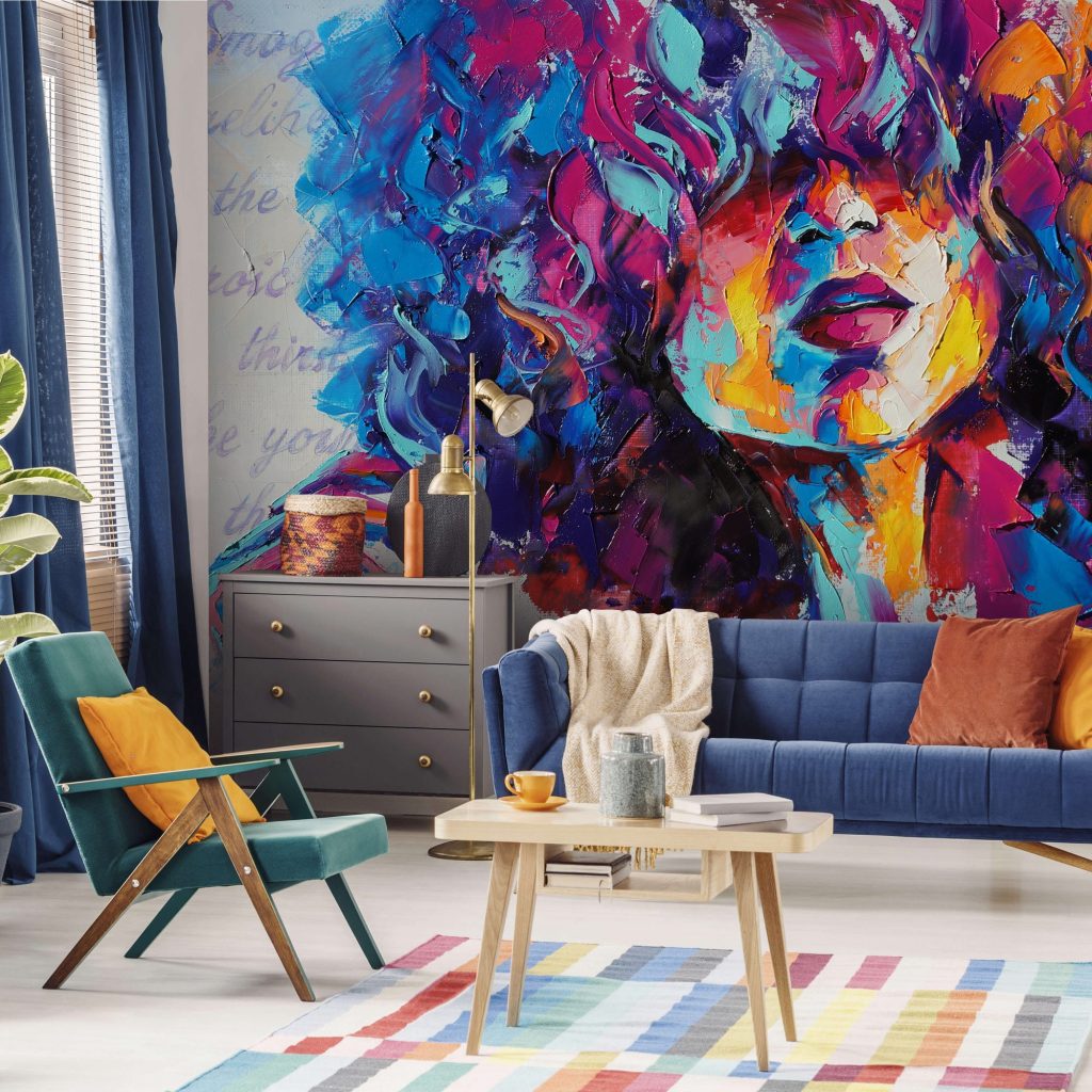 Art Wallpaper, Modern Colorful Wall Mural, Peel And Stick pertaining to Modern Colorful Mural Ideas For Rooms